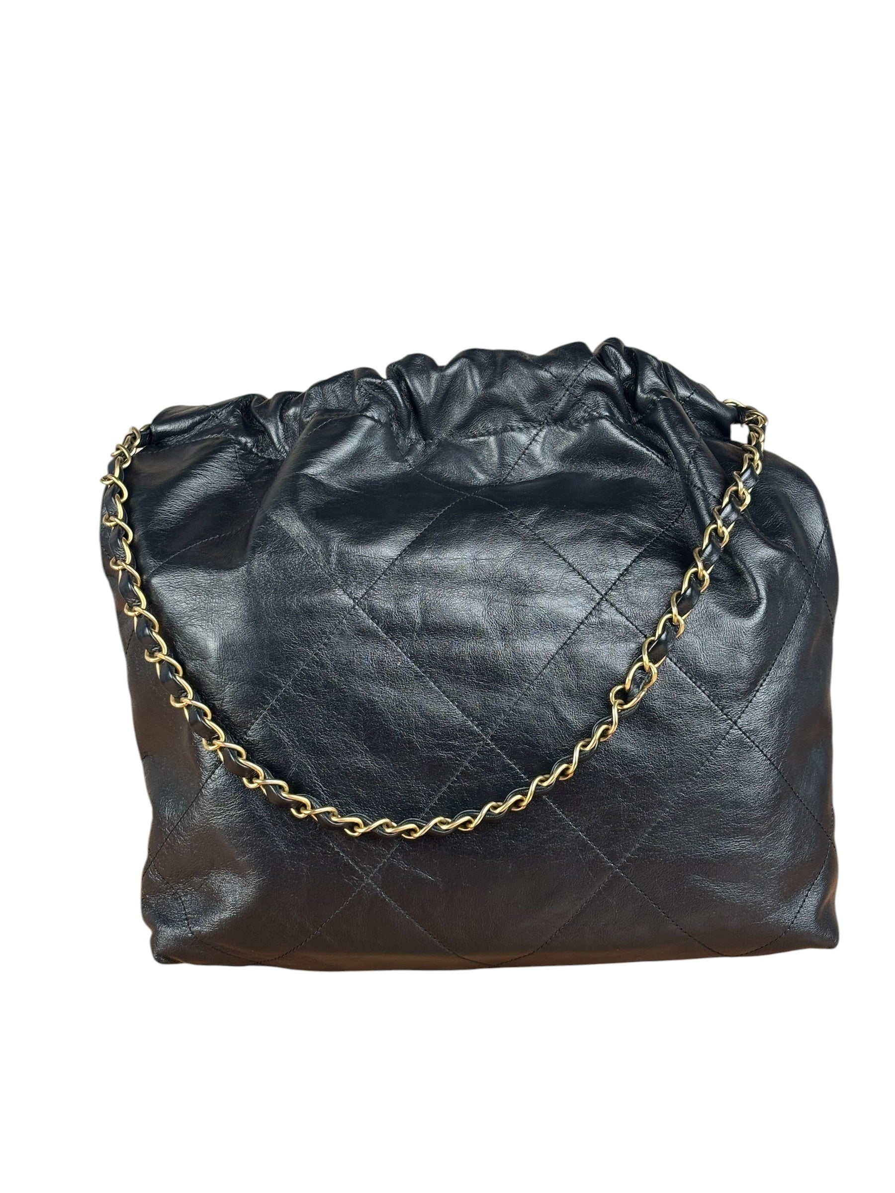 Chanel Black Quilted Leather 22 Chain Hobo Bag 2021