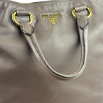 Prada Neutral Taupe Vitello Daino Leather Side Zip Large Shopper Tote