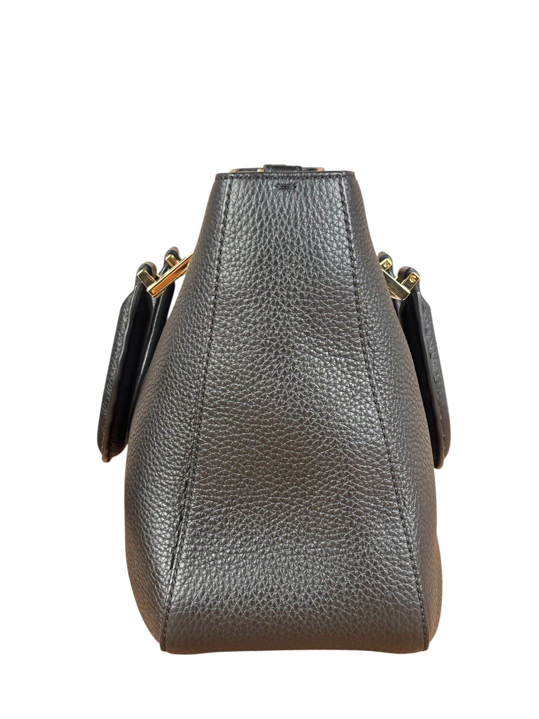 Fendi Black Leather Small FF Tote Two-Way Bag