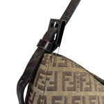 Fendi Brown Leather Trim Zucca Mamma Baguette