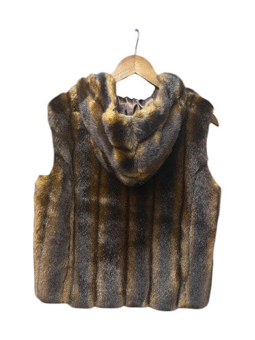 Vintage Ralph Lauren Brown Faux Fur Hooded Vest