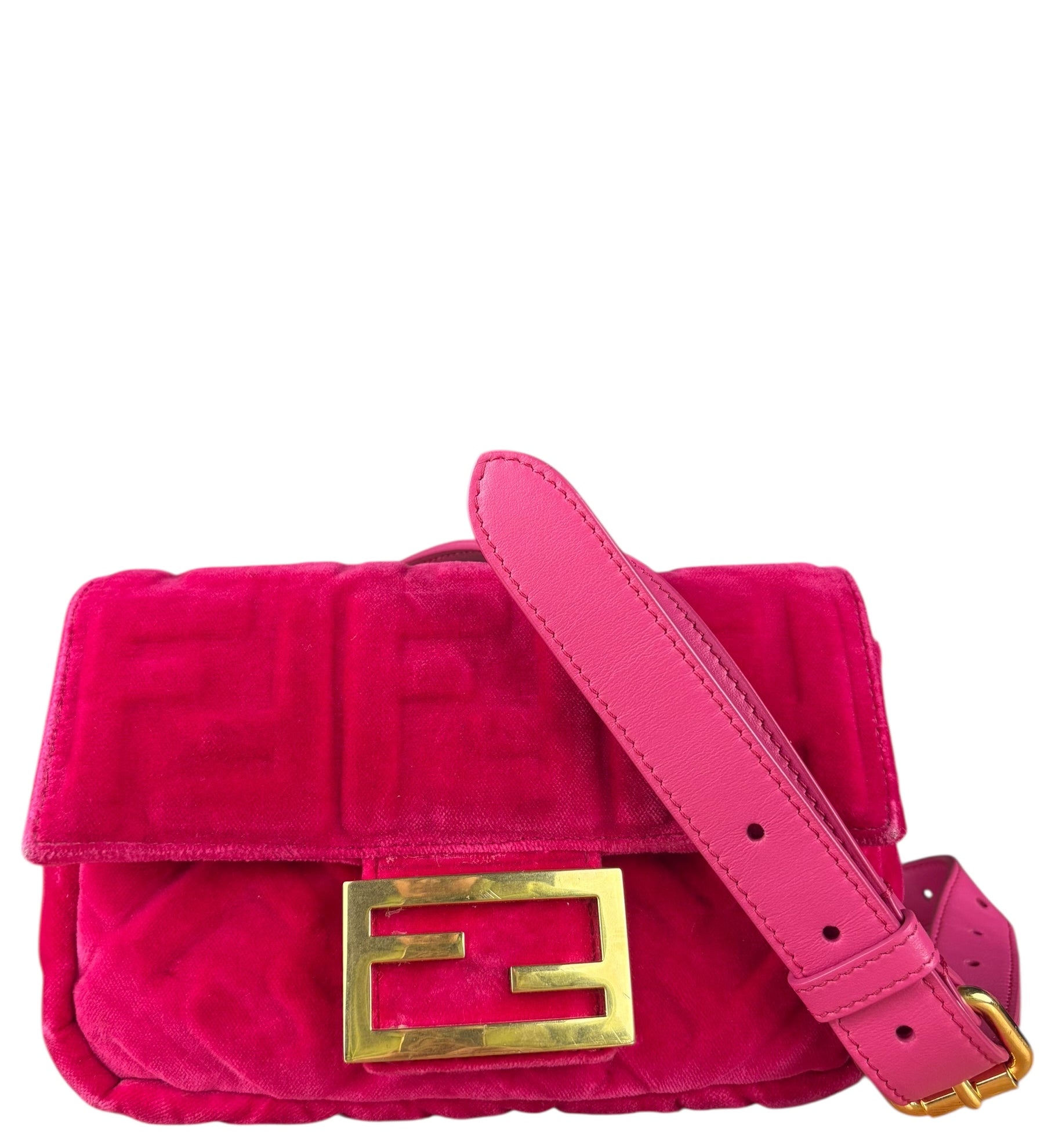 Fendi Pink Zucca Velvet Baguette Belt Bag