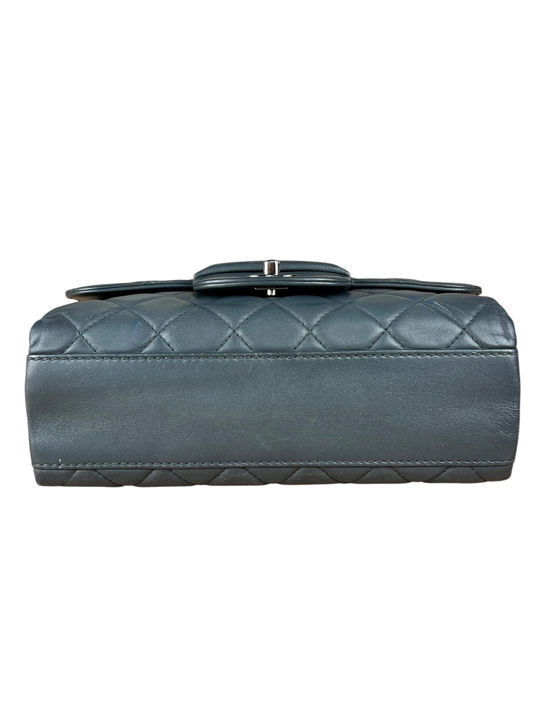 Chanel Dark Grey Quilted Leather Loop Flap Bag 2014
