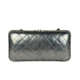 Chanel Metallic Silver Quilted Chain Around Clutch Shoulder Bag 2011