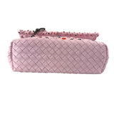 Bottega Veneta Baby Pink Leather Intrecciato Embroidered Flap Bag