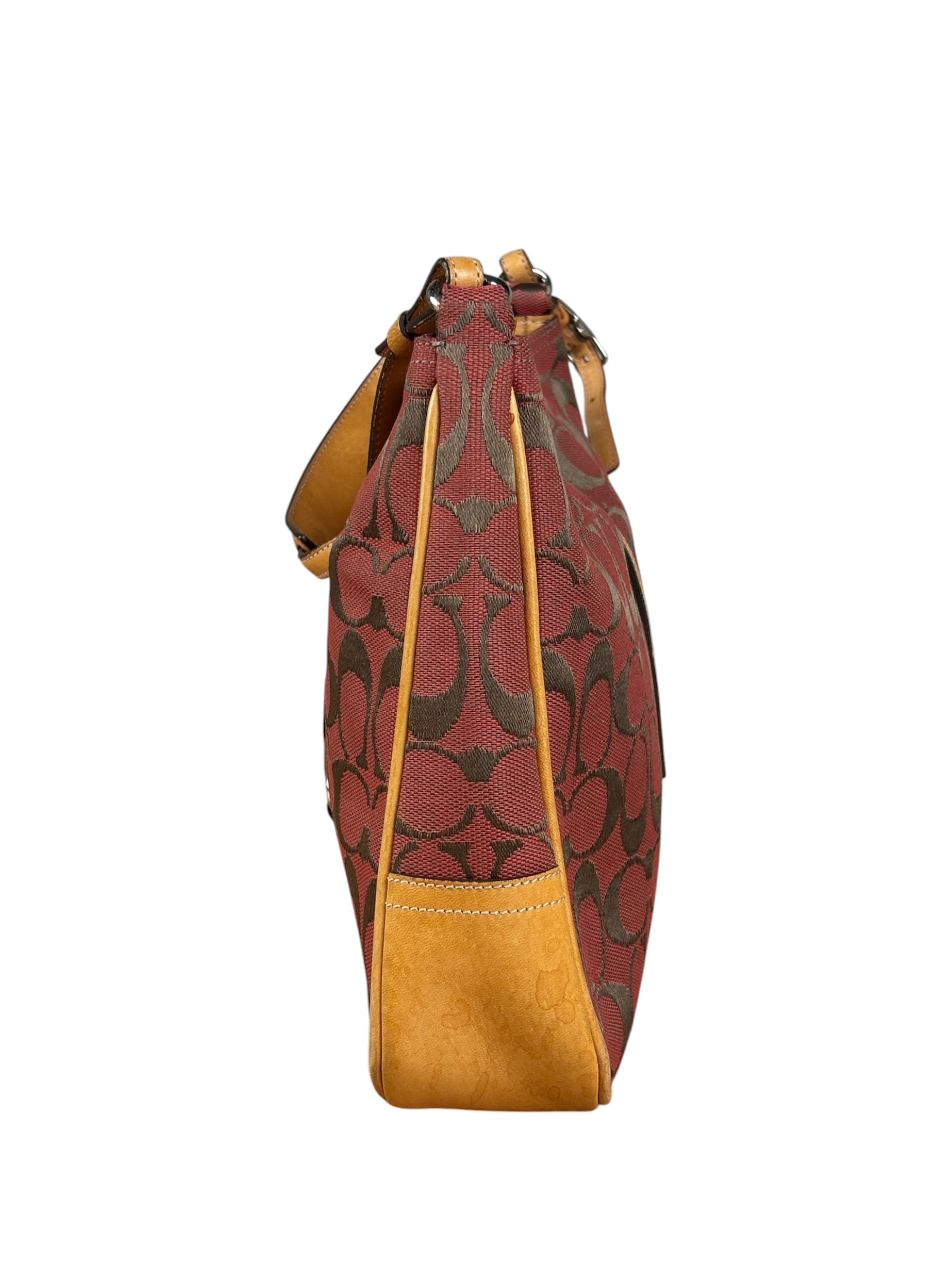 Coach Multicolor Leather Trim Signature Canvas Shoulder Bag