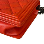 Chanel Quilted Stitch Red Leather Boy Bag 2014