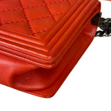 Chanel Quilted Stitch Red Leather Boy Bag 2014
