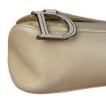 Christian Dior Vintage Beige Leather Stitch Saddlebag