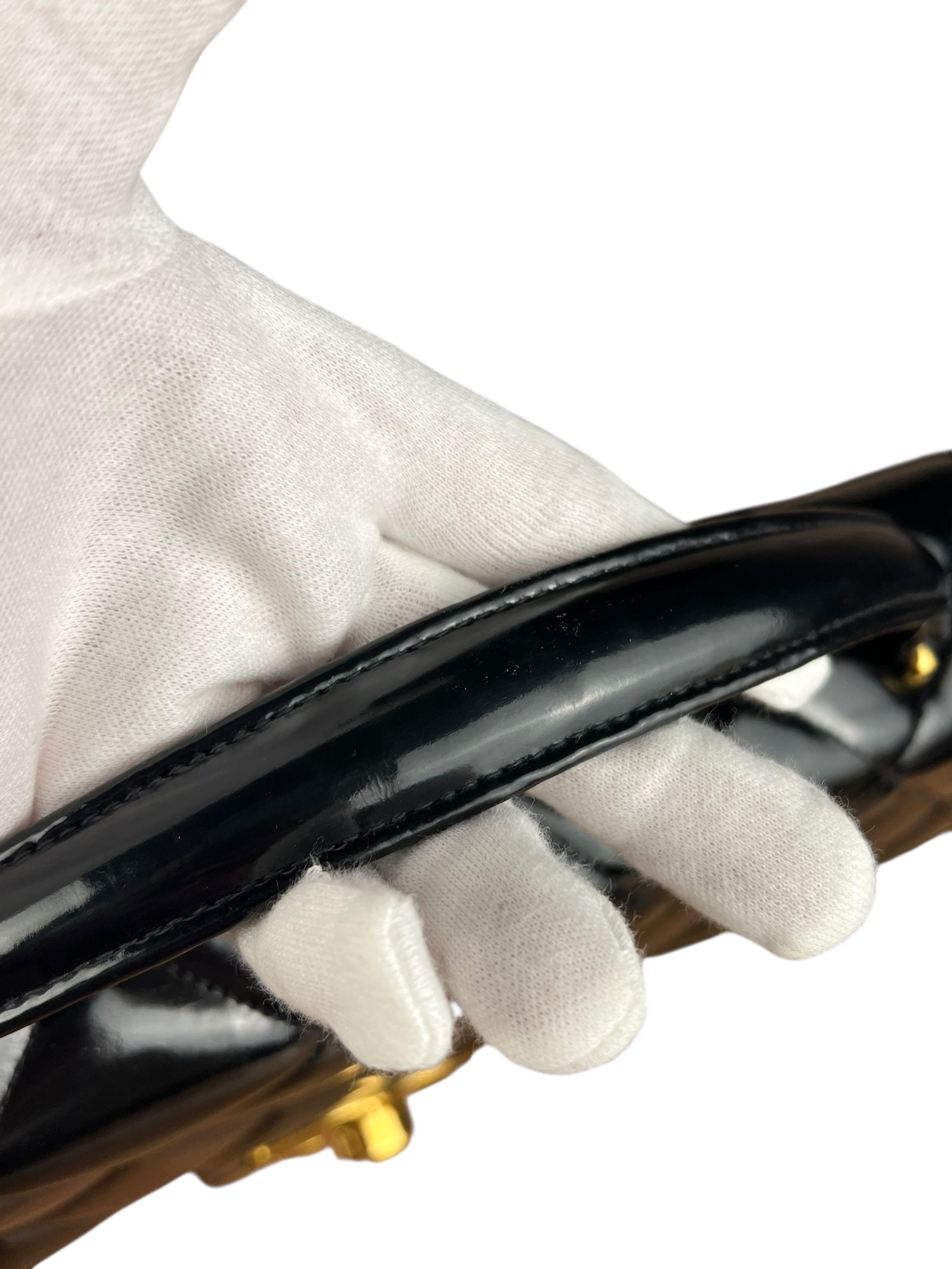 Chanel CC Black Patent Quilted Flap Briefcase Handbag '95