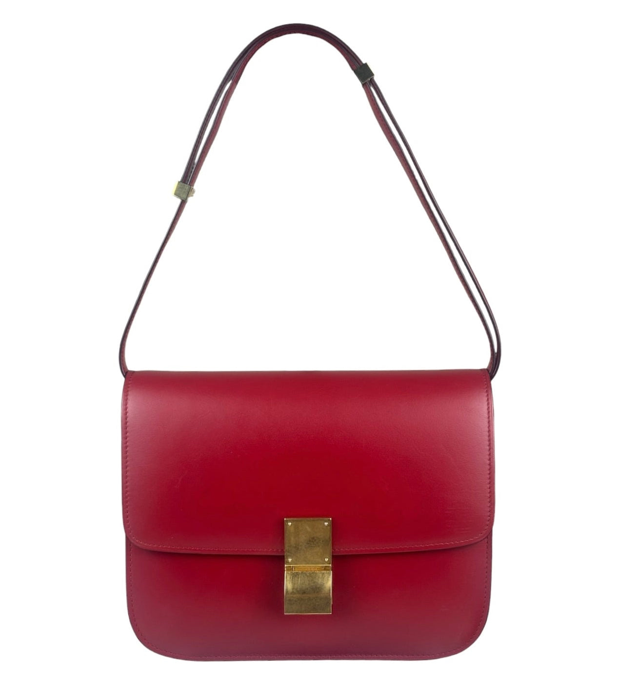 Celine Red Leather Box Crossbody Bag