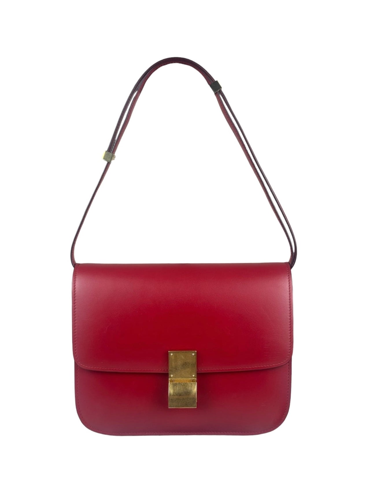 Celine Red Leather Box Crossbody Bag
