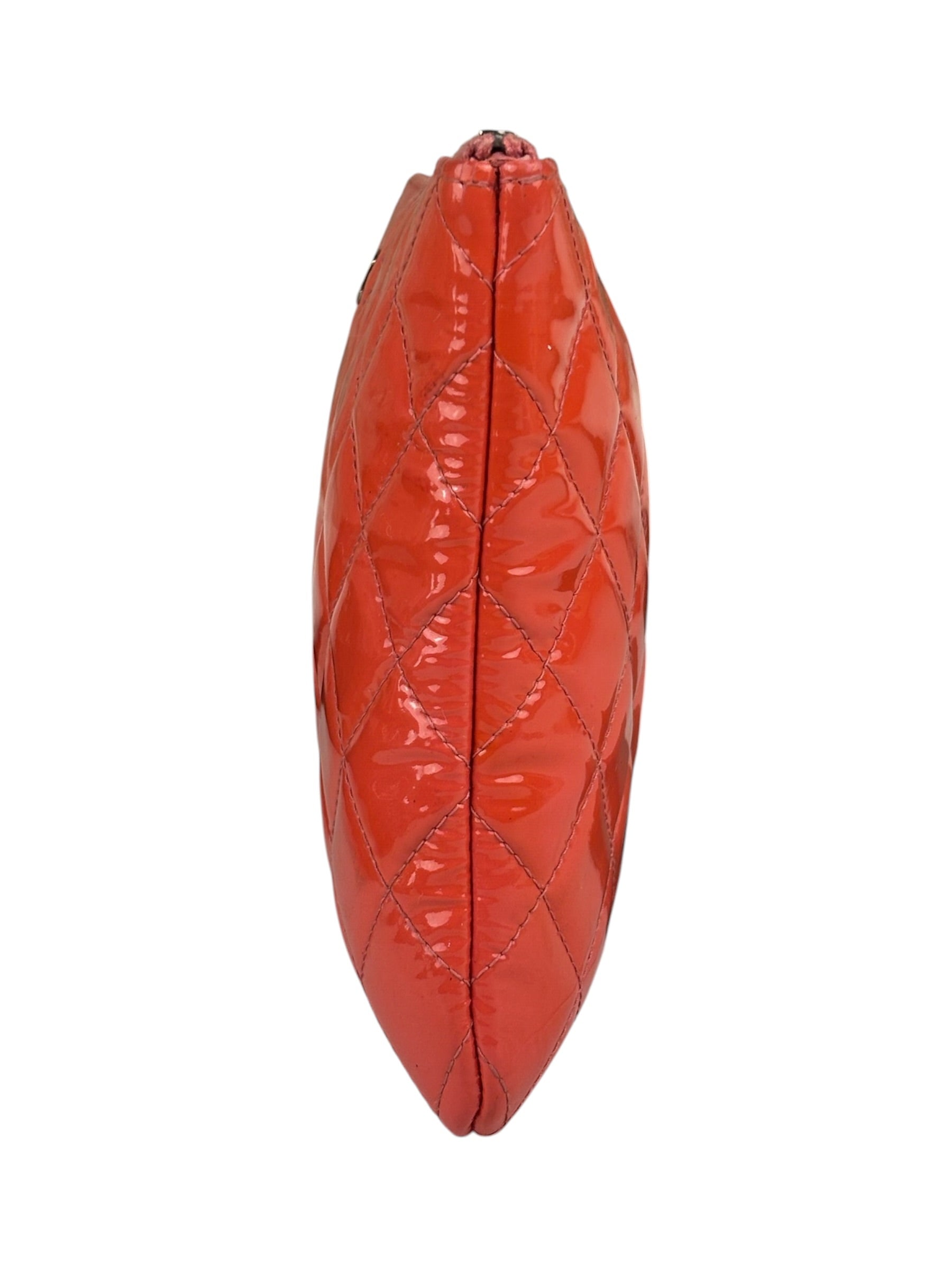 Chanel Orange Hue Quilted Patent Leather Clutch 2012