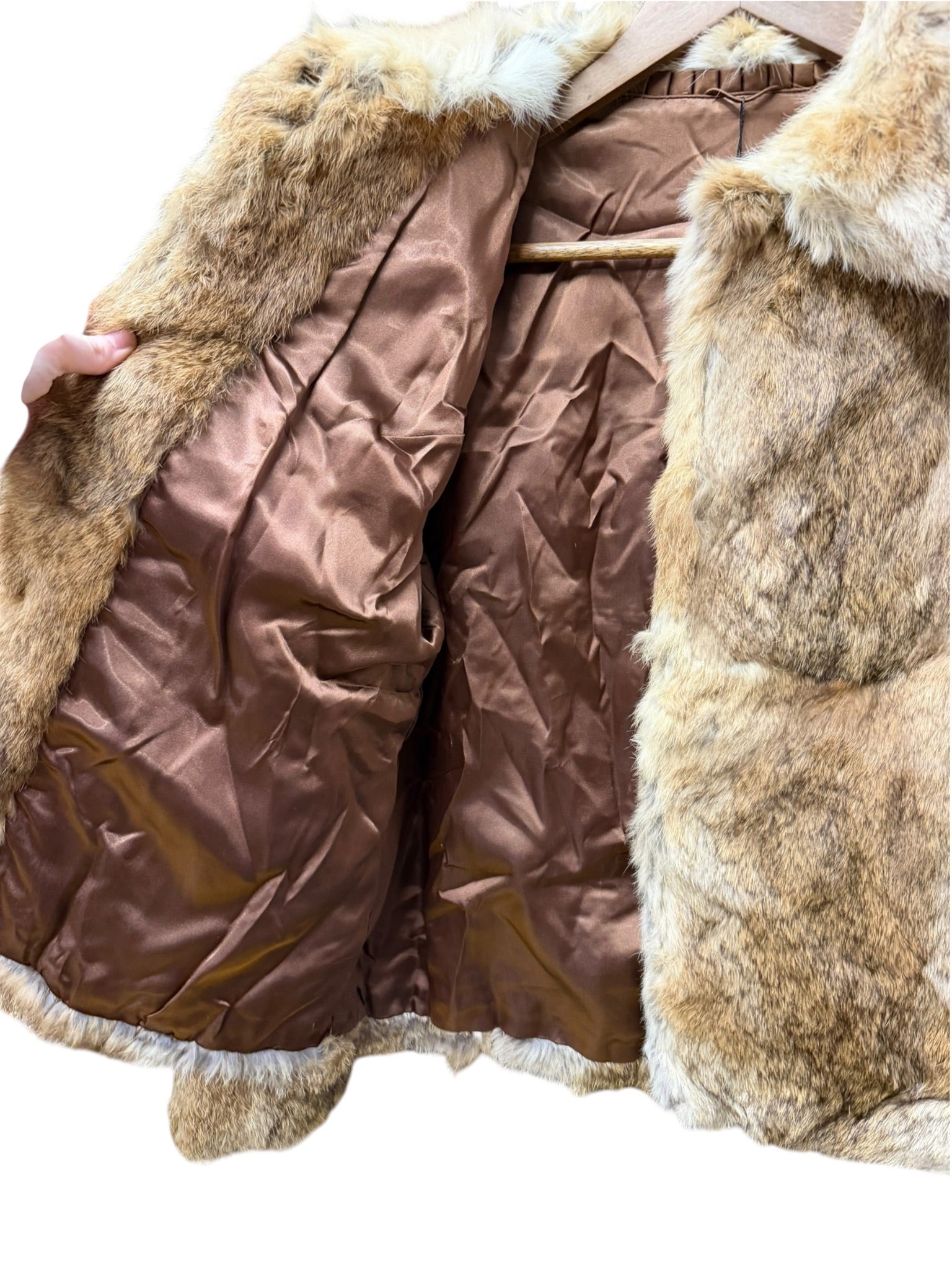 Vintage Brown/Ivory Rabbit Fur Coat