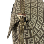 Fendi Brown/Metallic Gold Leather Trim Zucca Baguette