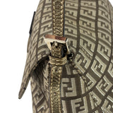 Fendi Brown/Metallic Gold Leather Trim Zucca Baguette