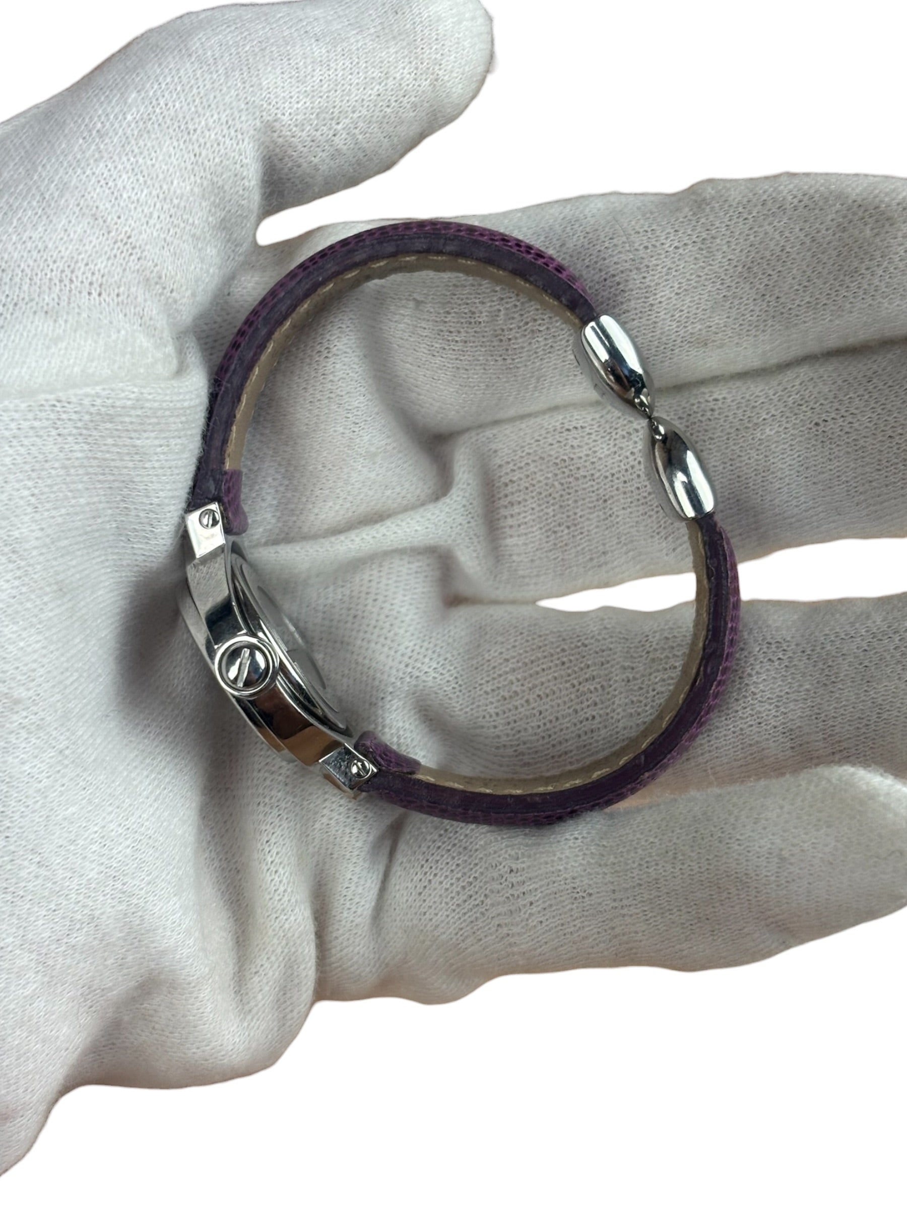 Gucci 6600L Turn Face Purple Leather Strap