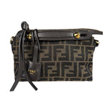 Fendi Brown Leather Trim Zucca By The Way Soft Mini Crossbody