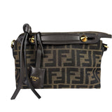 Fendi Brown Leather Trim Zucca By The Way Soft Mini Crossbody