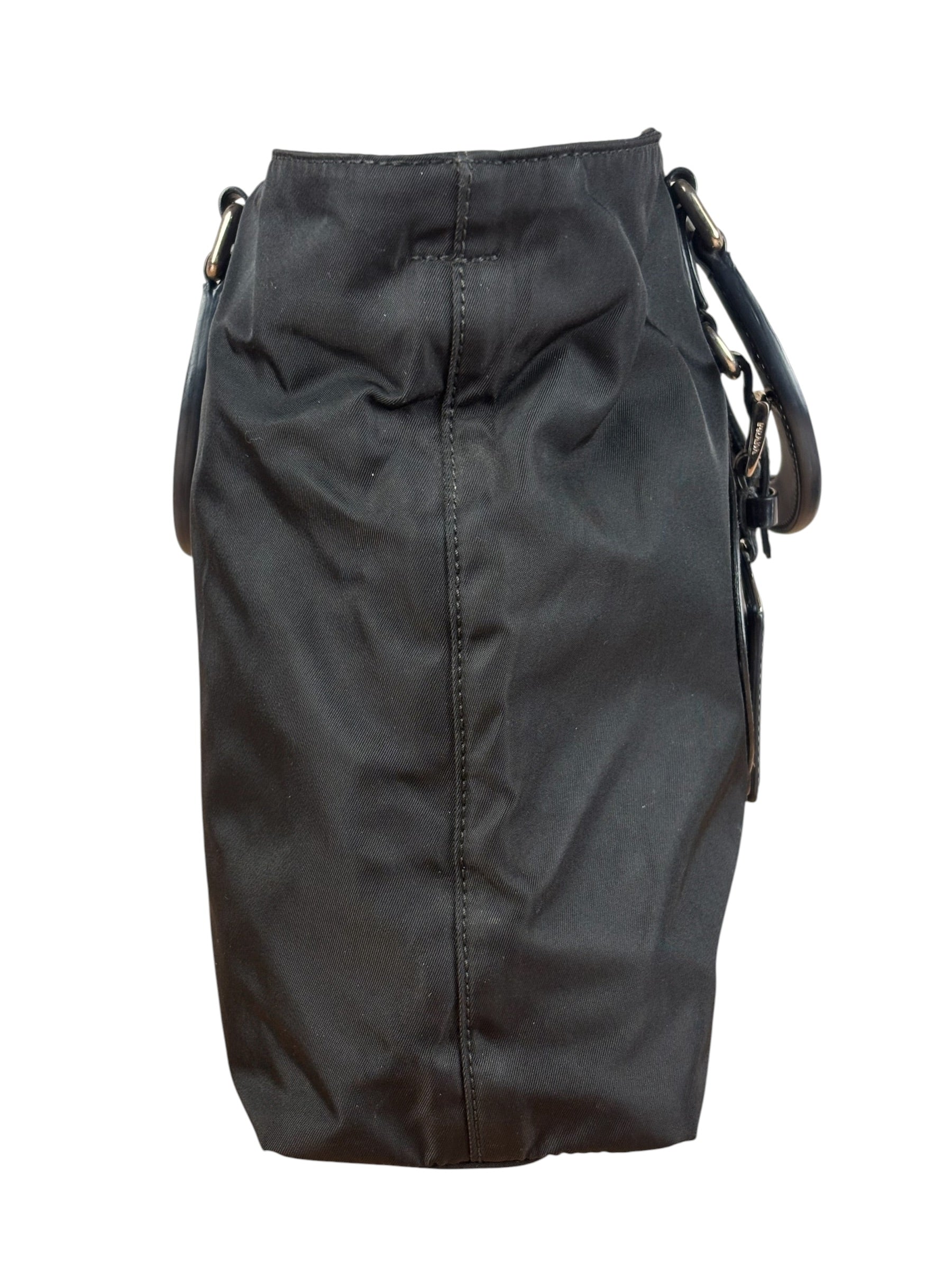 Prada Black Tessuto Nylon Leather Trim Hand Bag