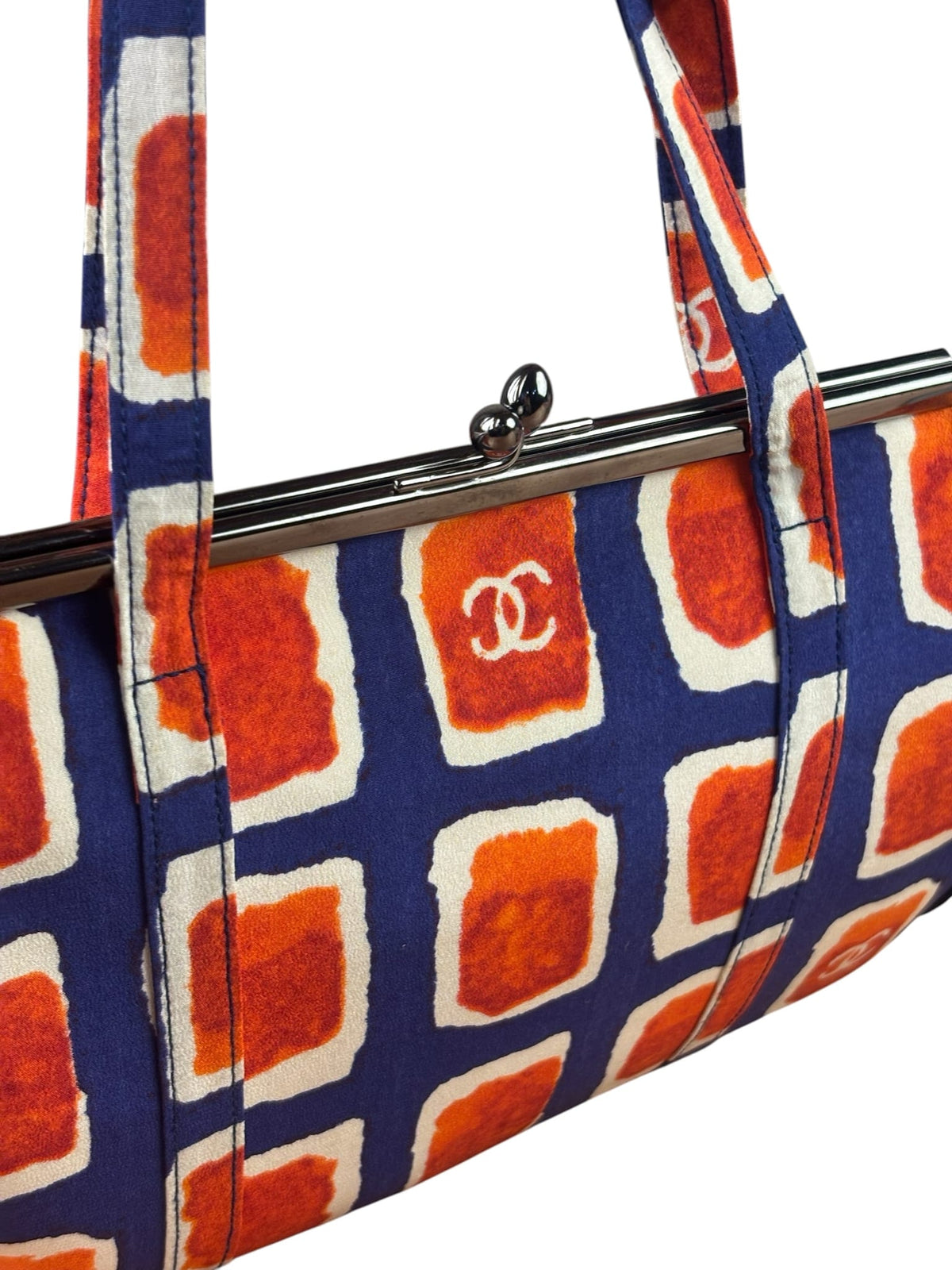 Chanel Blue Logo Kiss Lock Bag 2000