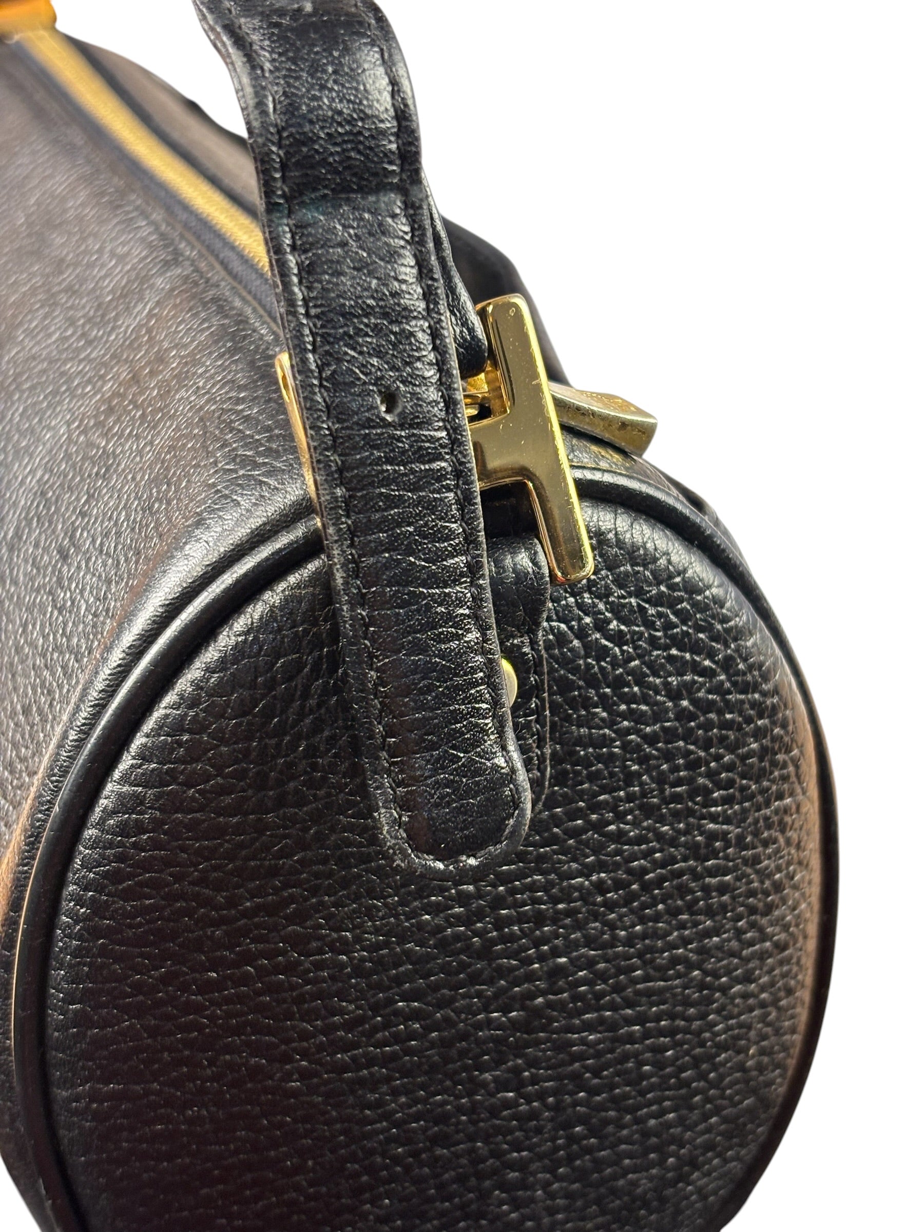 MCM Vintage Black Pebbled Leather Bowler Pochette