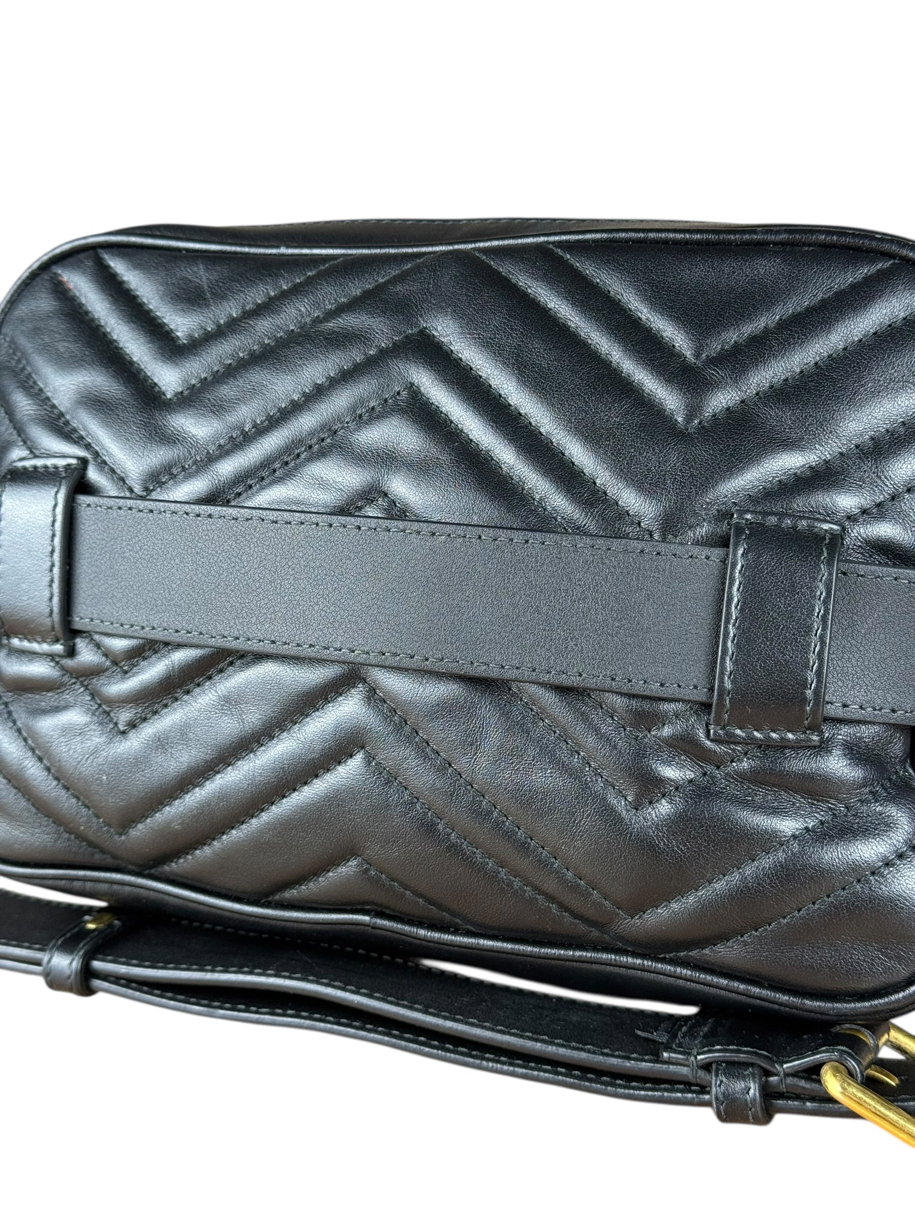 Gucci GG Black Chevron Leather Belt Bag