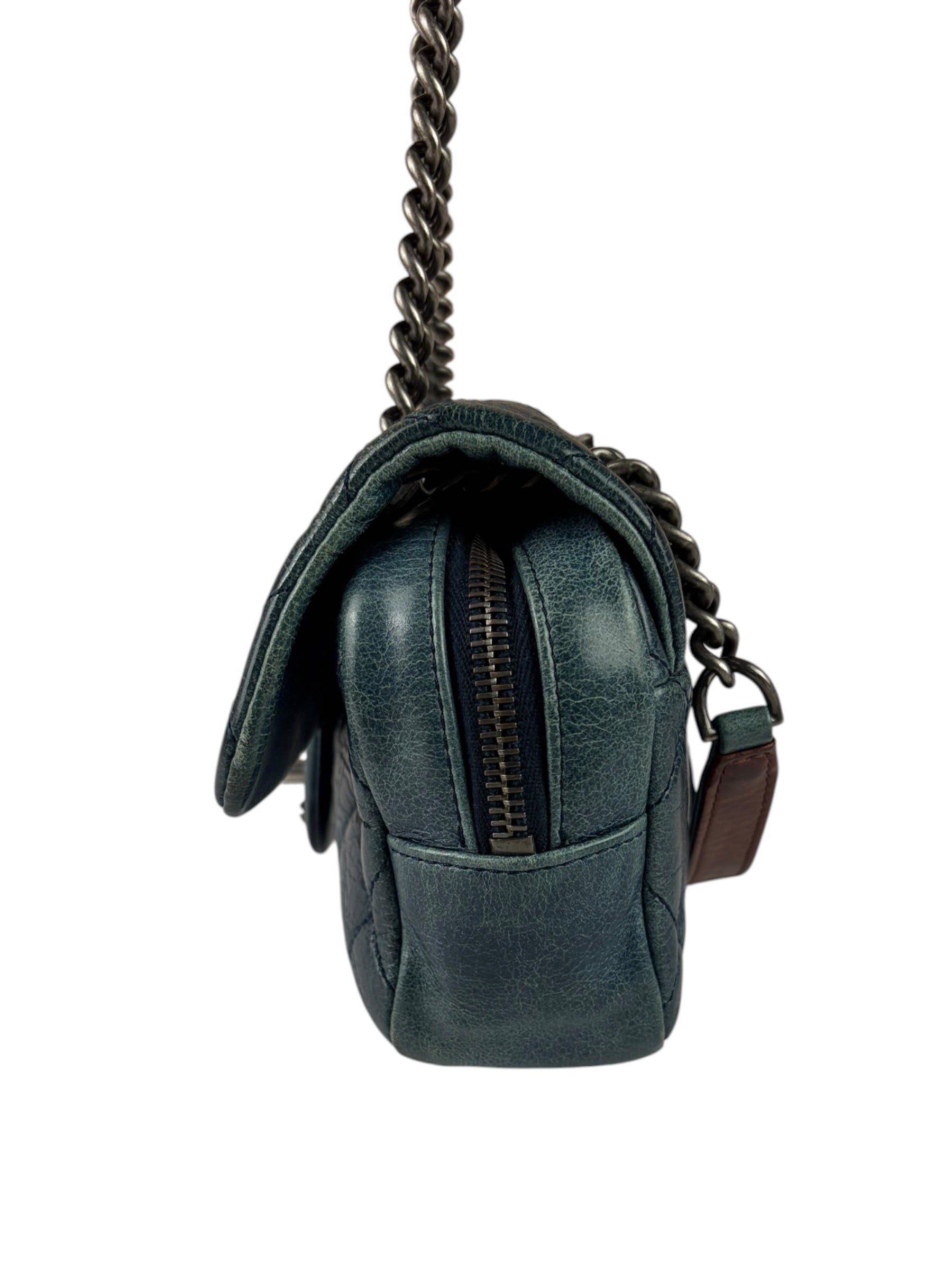 Chanel Blue Glazed Calfskin Portobello Flap Bag 2014