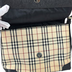Burberry Black Leather Trim House Check Flap Crossbody Bag