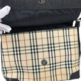 Burberry Black Leather Trim House Check Flap Crossbody Bag