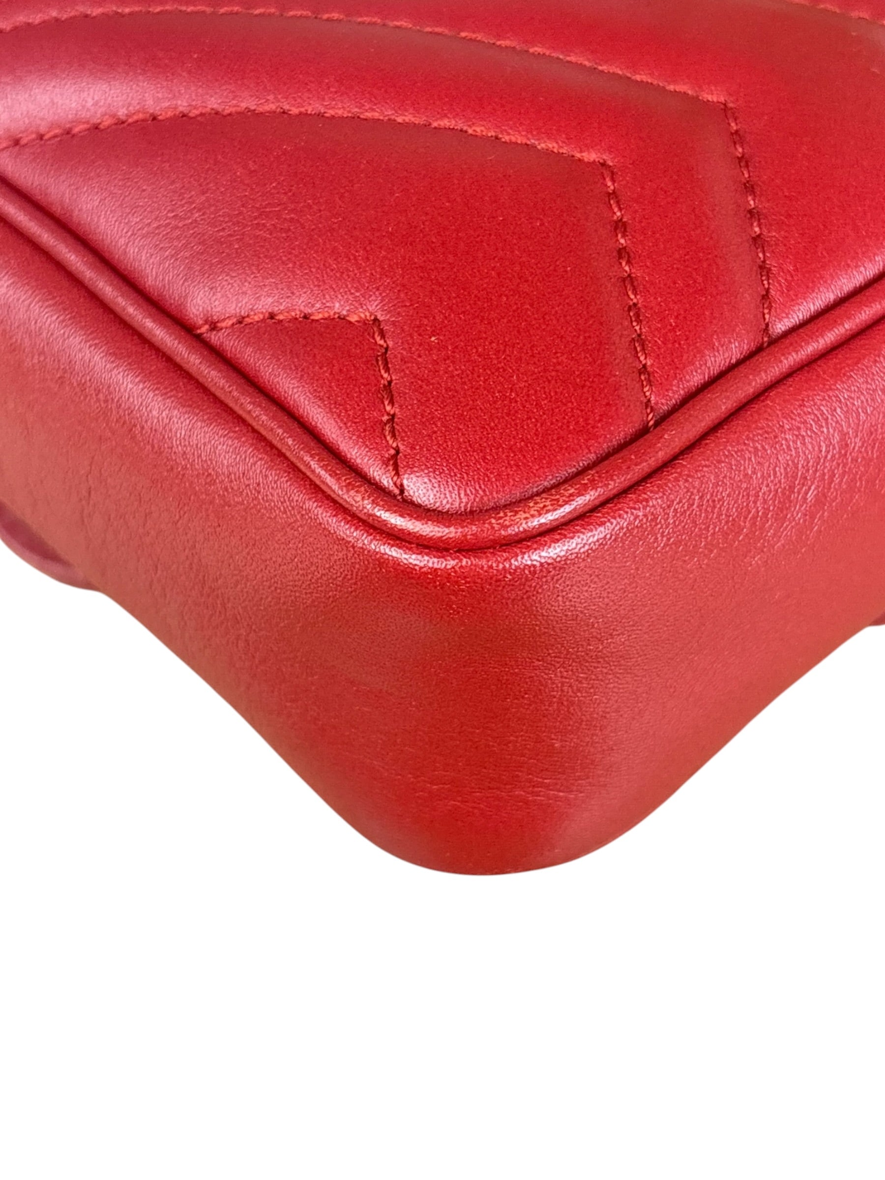 Gucci Red Chevron Quilted Matelasse Mini Leather Shoulder Bag