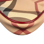 Burberry Red Patent Leather Trim Super Nova Check Pochette