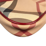 Burberry Red Patent Leather Trim Super Nova Check Pochette