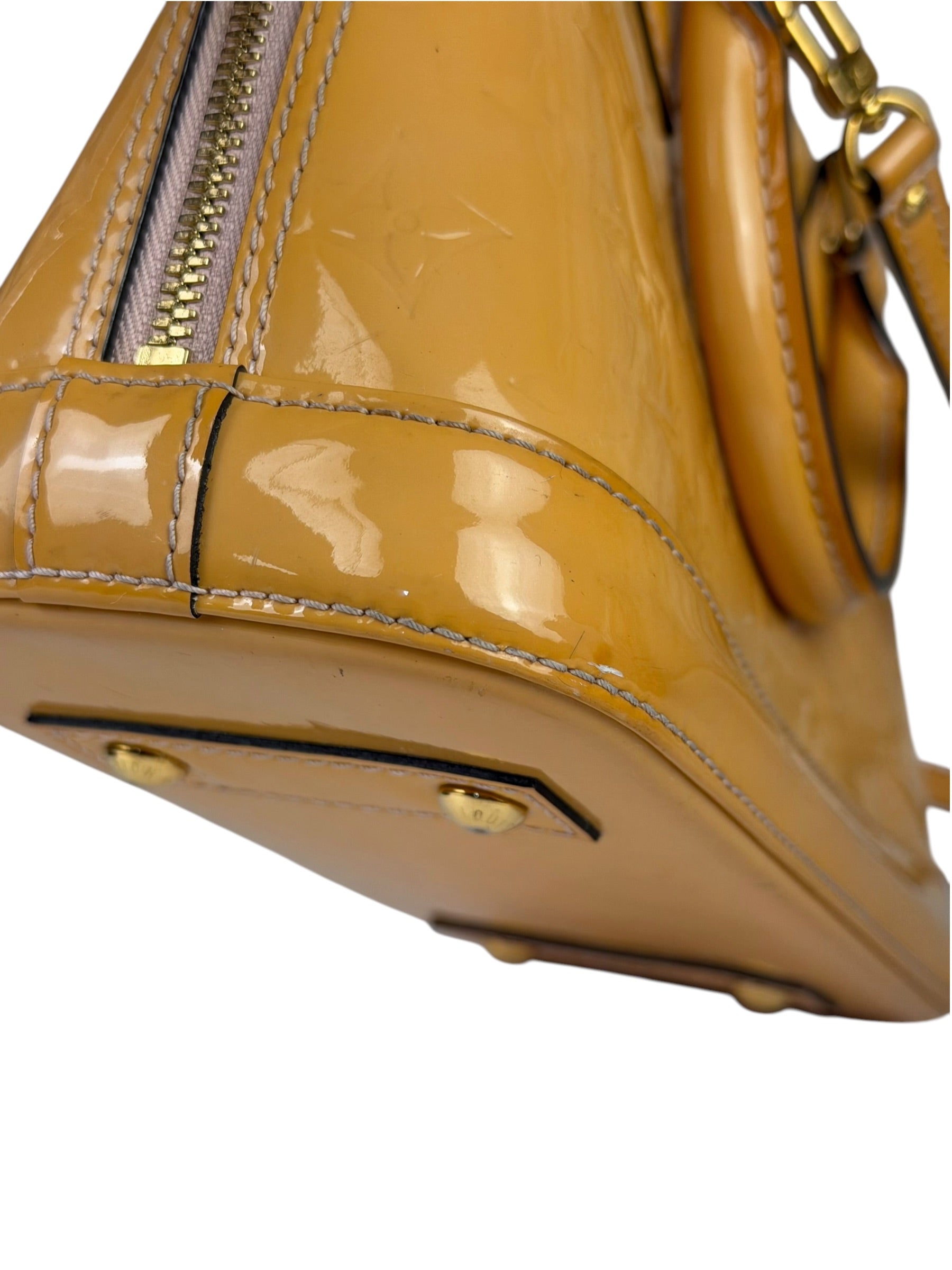 Louis Vuitton Yellow Monogram Vernis Alma BB Two-Way Bag