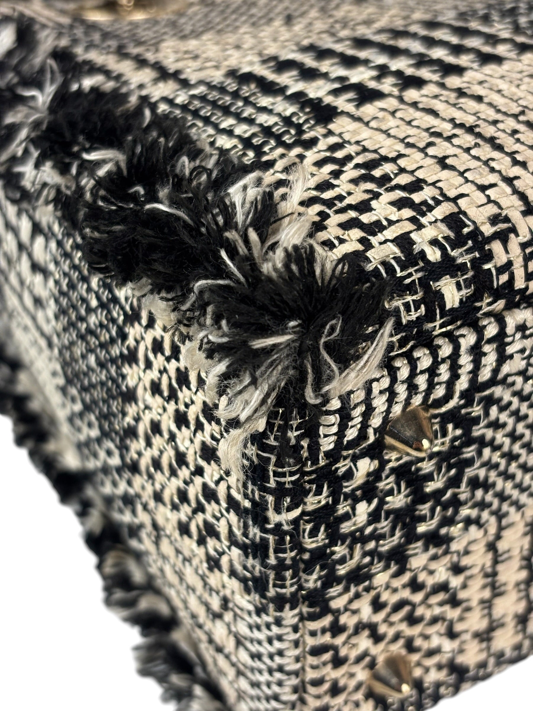 Christian Dior Black/White Tweed Lady Dior Two-Way Bag