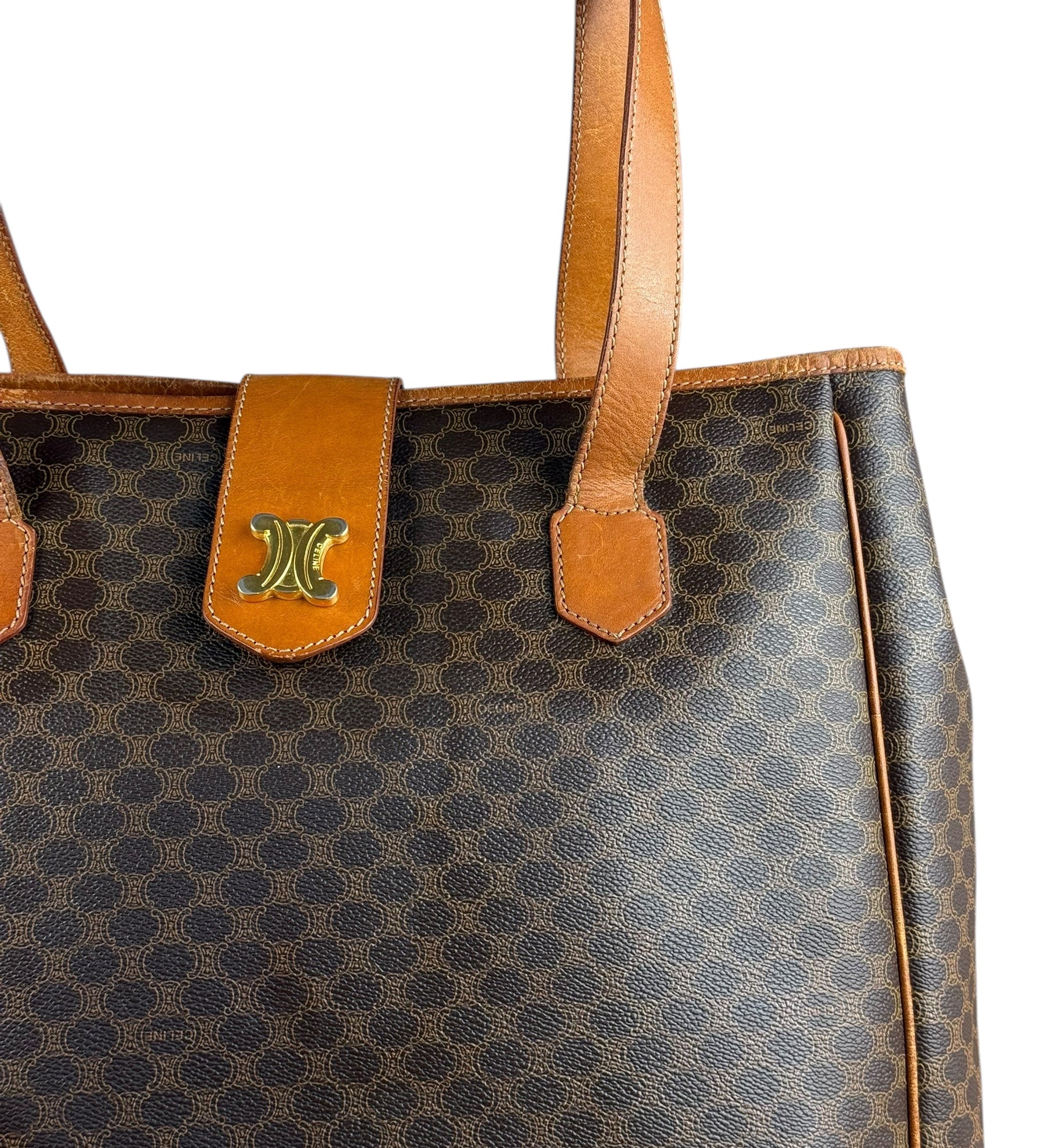 Celine Vintage Macadam Canvas Shoulder Tote