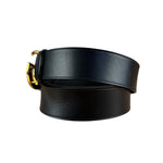 Gucci Gold GG Black Leather Belt