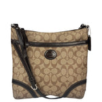 Coach Brown Leather Trim Signature Peyton File Crossbody