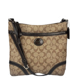 Coach Brown Leather Trim Signature Peyton File Crossbody