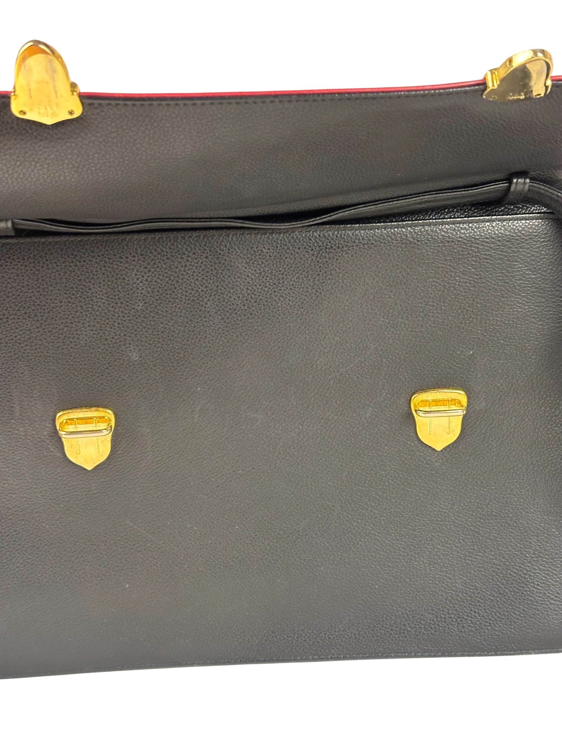 Yves Saint Laurent Vintage Black Leather Briefcase Two-Way Bag