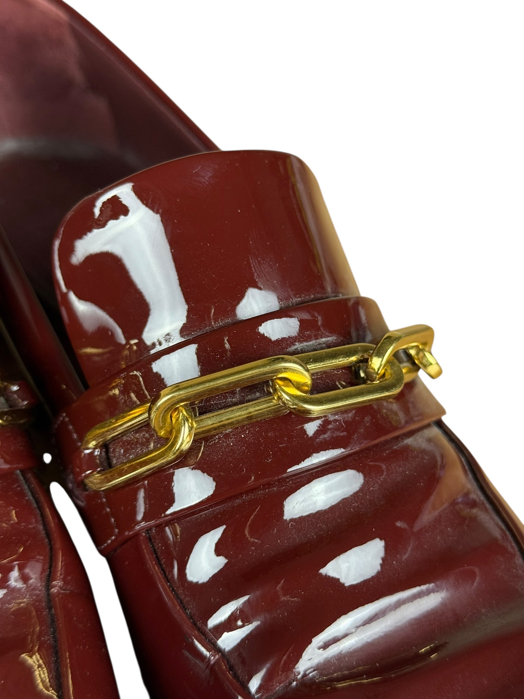 Burberry Burgundy Patent Leather Loafers