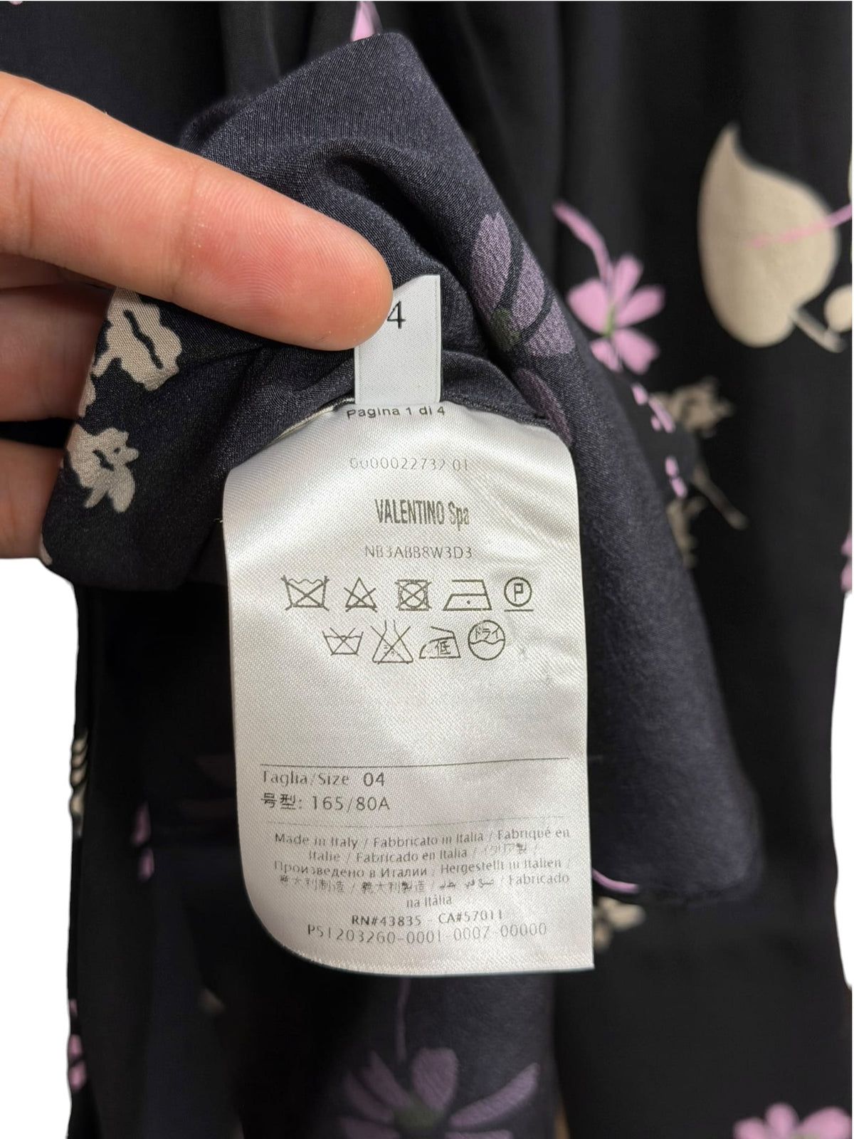 Valentino Black Floral Silk Button Up (Size 4)