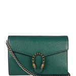 Gucci Green Leather Crystal Embellished Dionysus Chain Bag