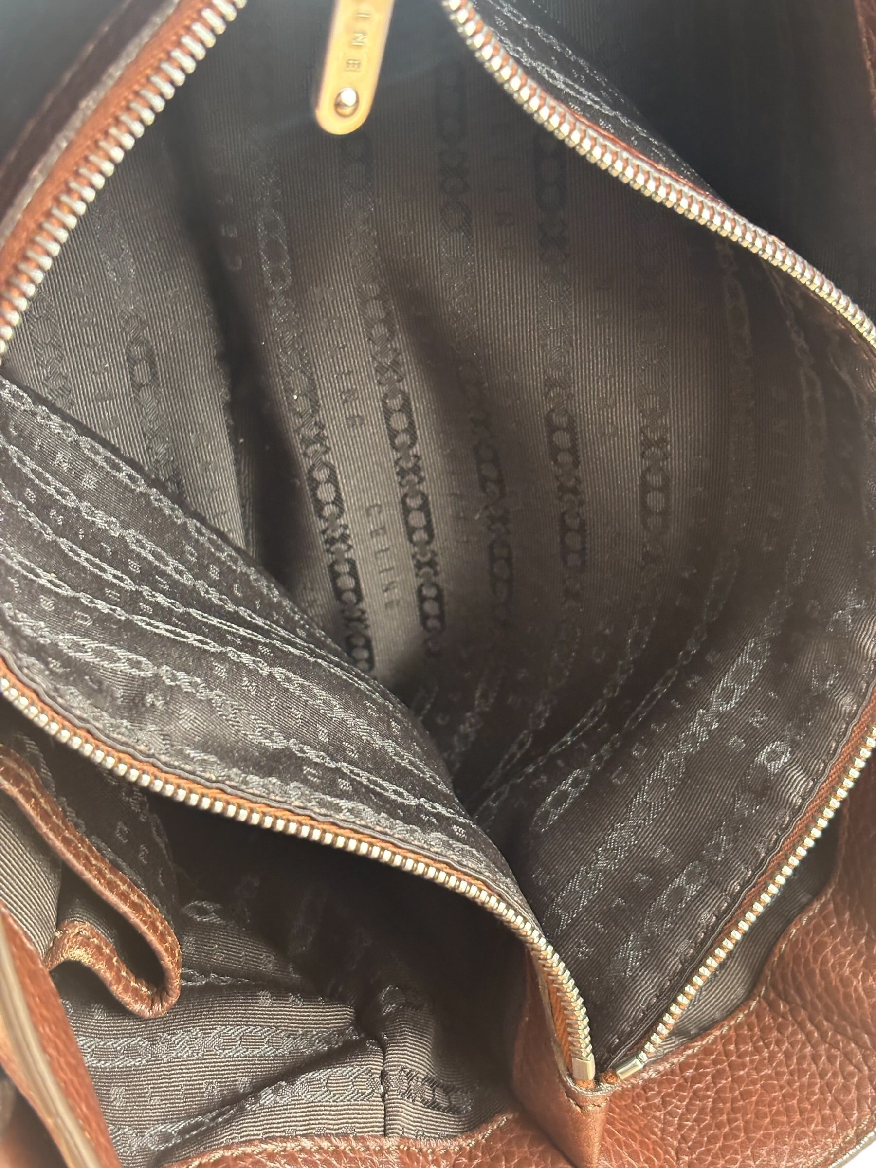 Celine Brown Pebbled Leather Boogie Handbag