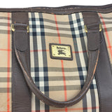 Burberry Leather House Check Boston Duffle Bag