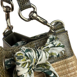 Gucci Brown Snakeskin Trim Large Raffia Positano Tote