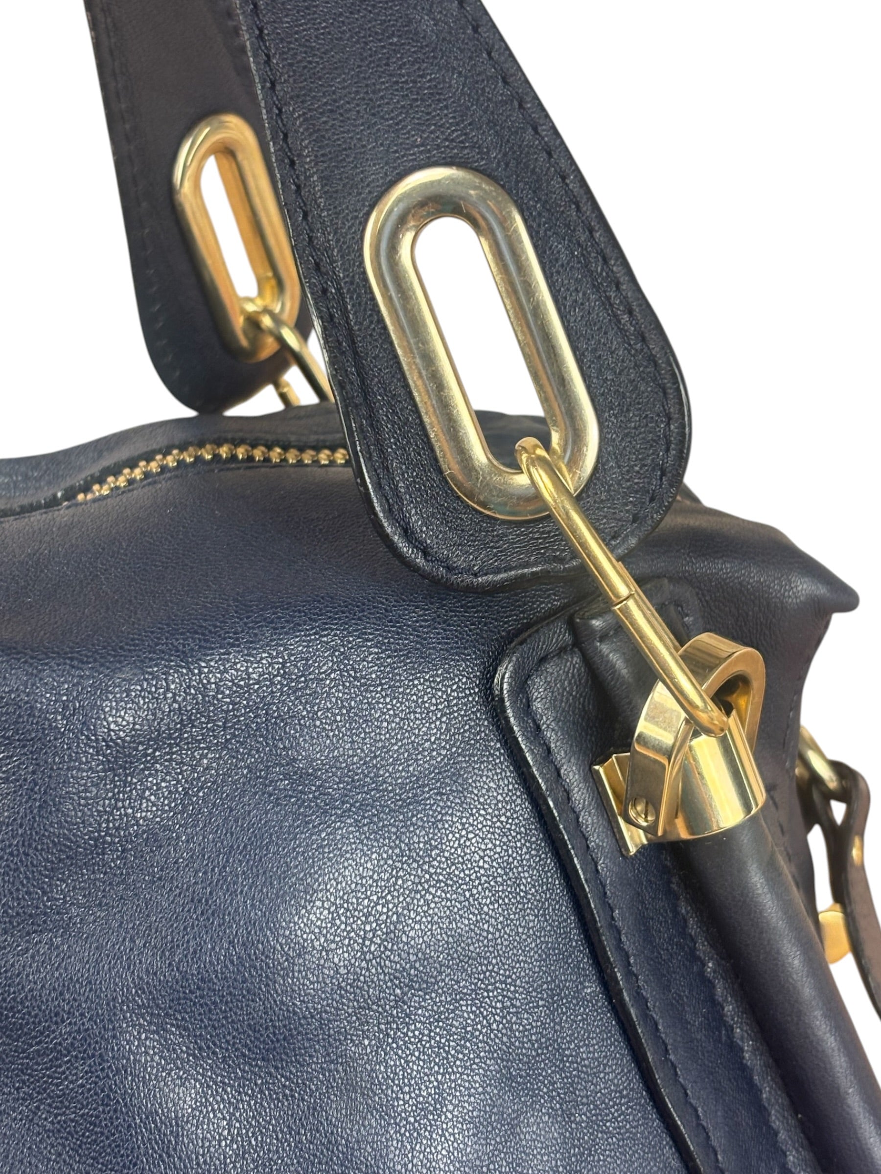 Chloe Night Blue Leather Medium Paraty Military Hand/Shoulder Bag