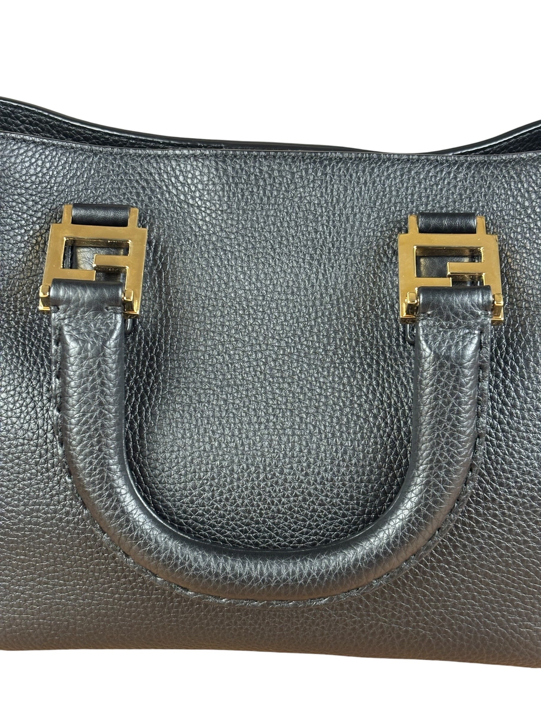 Fendi Black Leather Small FF Tote Two-Way Bag