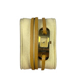 Gucci 6100L Champagne Dial Brown Leather Wrap Strap