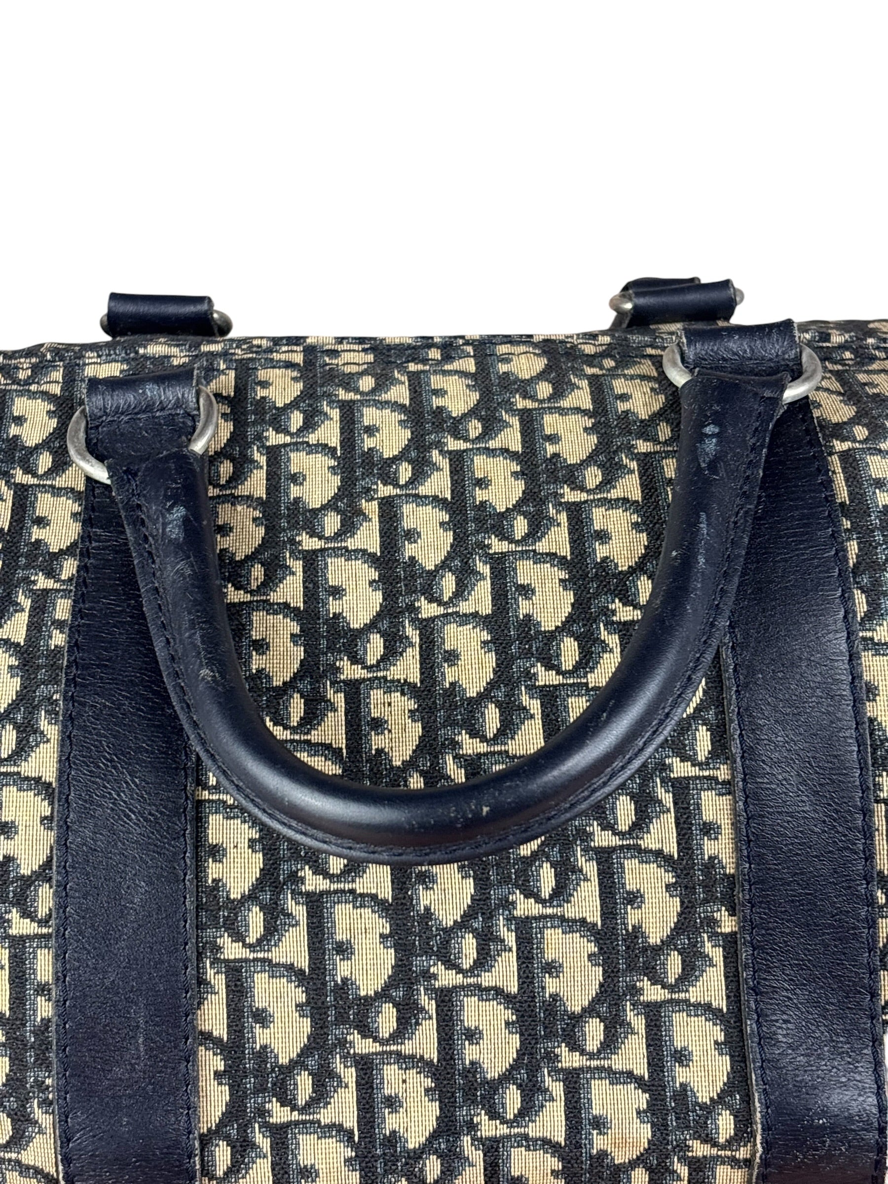 Christian Dior Vintage Navy Blue Trotter Boston Handbag